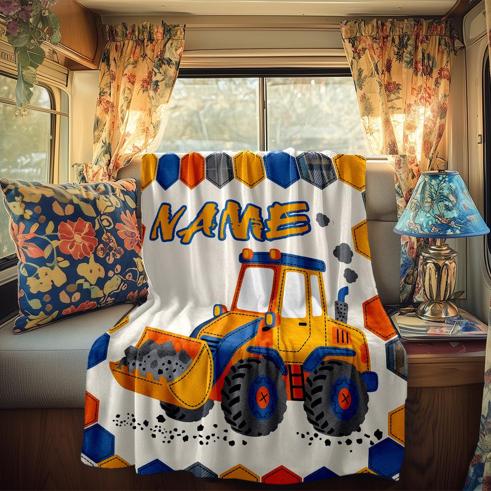 Construction Truck Rv Customize Your Name Blanket Comfortable Soft Lightweight Allseason Multipurpose Blanket For Travel Camping Picnics Sofas Rvs