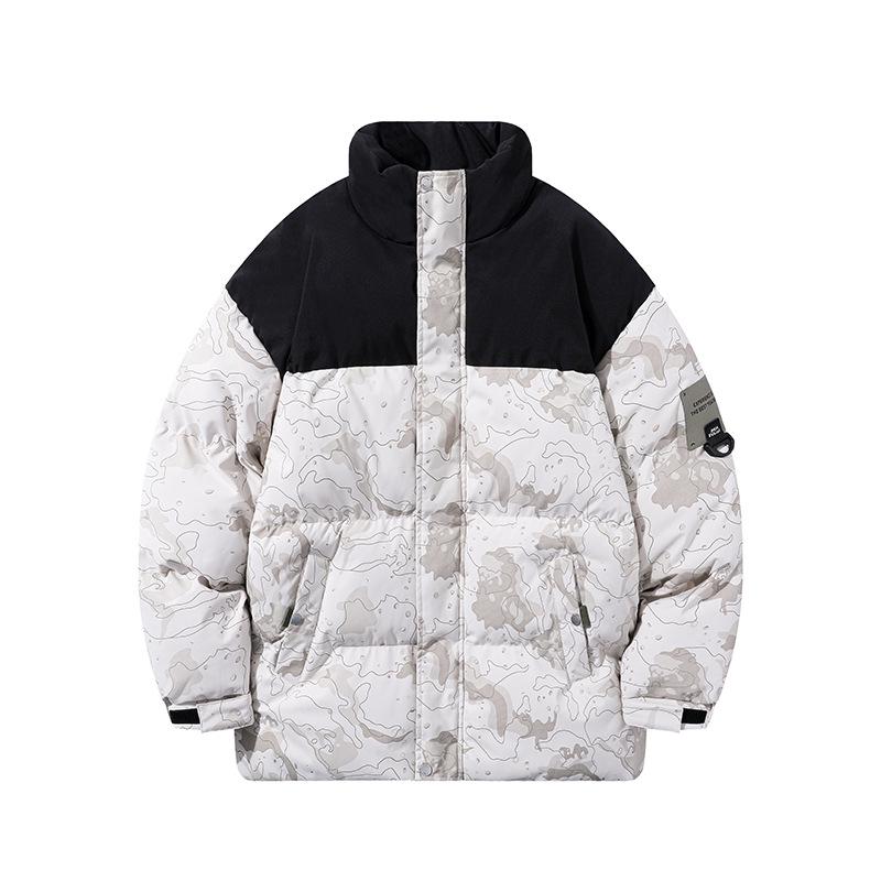 

Men s Winter Camouflage Stand Collar Plus Size Warm Down Cotton Jacket 4XL бежевий/камуфляжний