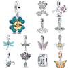 New 925 Silver Four-Leaf Clover Butterfly Firefly Pendant Charm Bead Fit Original Bracelet Trinket DIY Women Jewelry Dangle