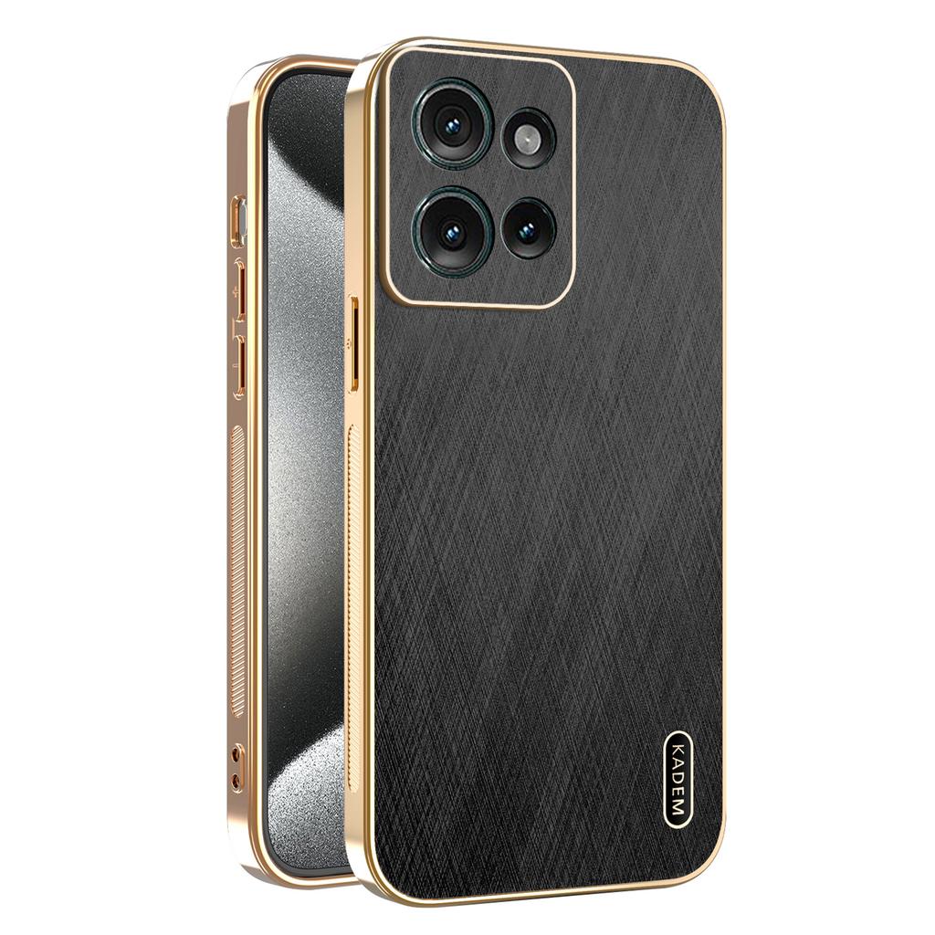 KADEM For Motorola Edge 50 5G Case Electroplating Silk Texture PU + TPU Phone Back Cover