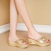 Fashion Slippers for Women 2025Summer New Wedge Slippers Luxury Sequined Casual Sandals Women's Platform Sandals Sandalias Mujer
