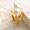 A Women's Y-Shaped French-Style Imitation Pearl Ring, a Stylish and Elegant Piece of Jewelry Suitable for Vacation and Everyday Wear