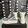R-o Designer Boots Men Sneaker Women Gray Leather Grey Ankle Boot Jumbo Laces Platform 6cm Thick Sole High Top Shoes Casual Shoe