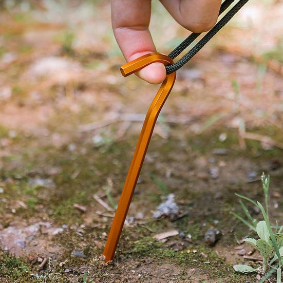 4Pcs Aluminum Tent Stakes Pegs Rustproof Corrosion Resistant Hexagon Rod Lightweight Canopy Stakes Pegs