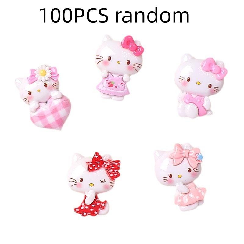 20/100PCS Cartoon Bright Face Dress Up Kitten DIY Resin Accessories Handmade Hair Clip Phone Case Water Cup Headwear Accessories