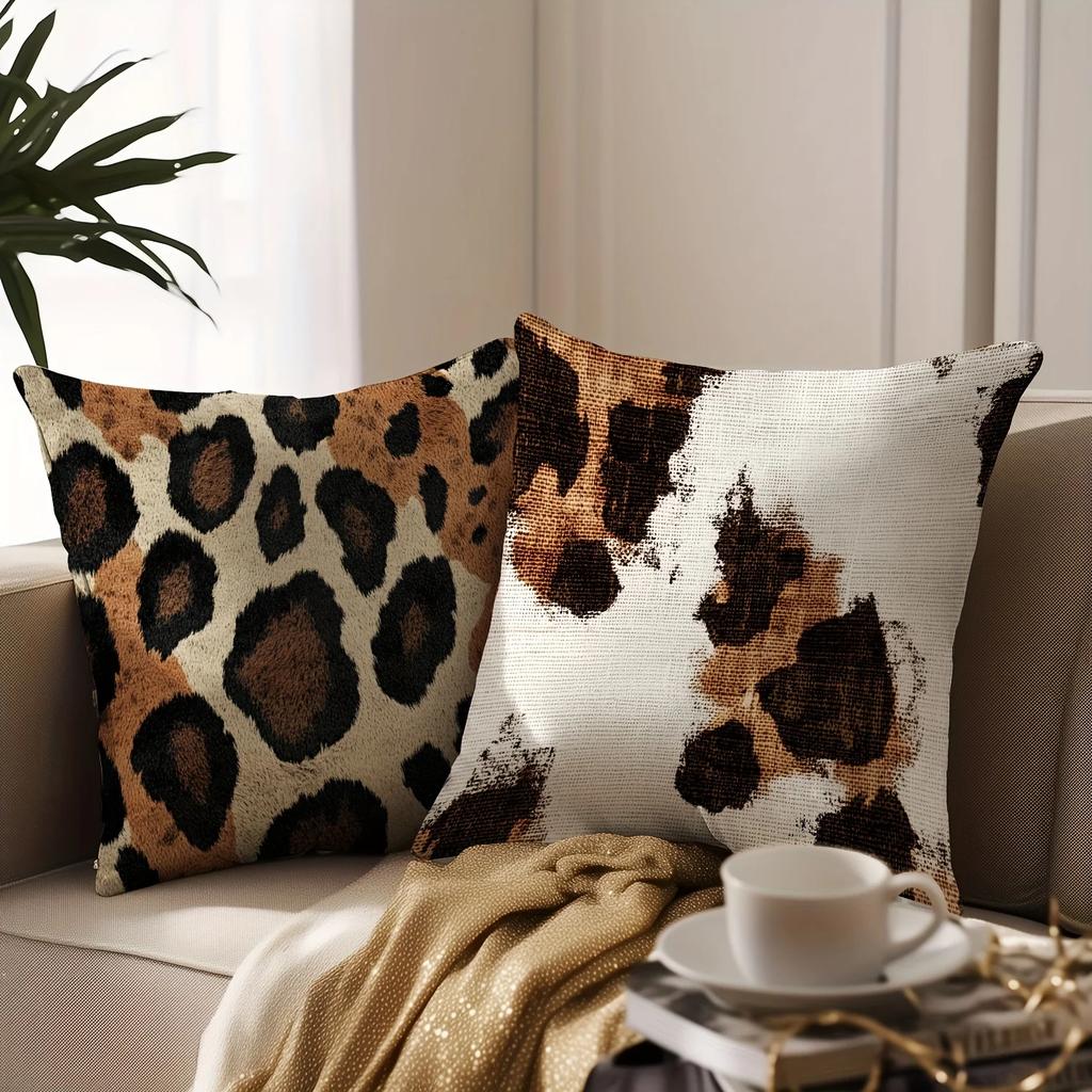Leopard print bow decorative pillowcase pillowcase ultra-soft polyester material living room sofa back car pillowcase decoration
