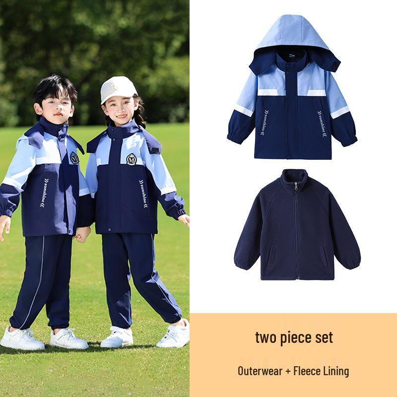 First Grade Autumn-Winter School Uniform: Cold-Proof Windbreaker 3-Piece Set Sportswear for Kindergarten
