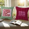Nordic More Amor Por Favor Colorful Eclectic Pink Love Personalized Picture Text Home Decorative Pillows Household Gifts 45x45cm