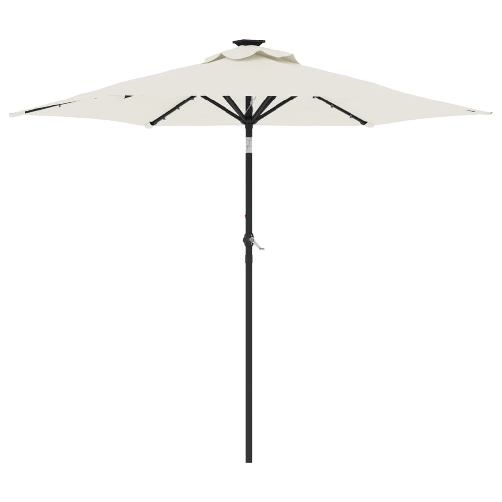 LED Sun Umbrella with Steel Pole White 225 x 225 x 212 cm