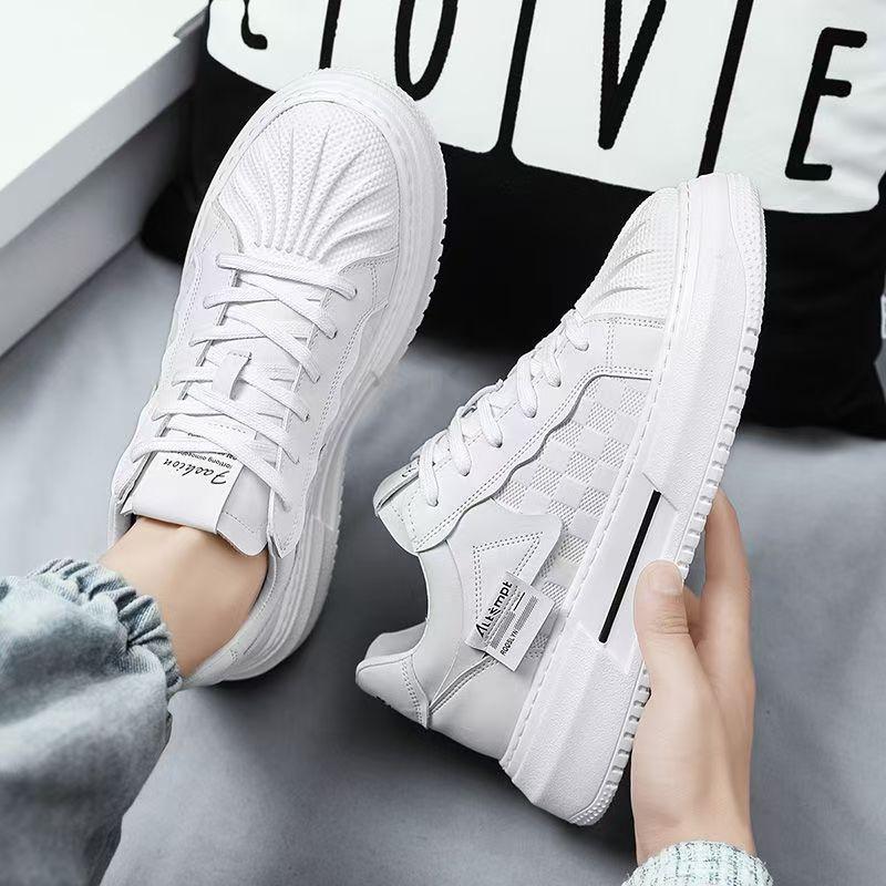 Shell-toe White Shoes Men's Inner Height Enhancement Spring New Style Fashionable Sports and Casual Trendy Shoes Versatile Thick-soled Shoes