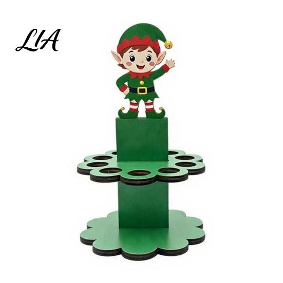 Wooden Money Gift Display Christmas Holder Ornaments with 10 Holes, Snowman Santa Claus Tree Cute Holiday Character Decor Cash Holder, Rack