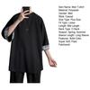 Men T-shirt Plaid Patchwork O-Neck 3/4 Sleeve Solid Color Streetwear Spring Summer Loose Tee Top Men Clothes
