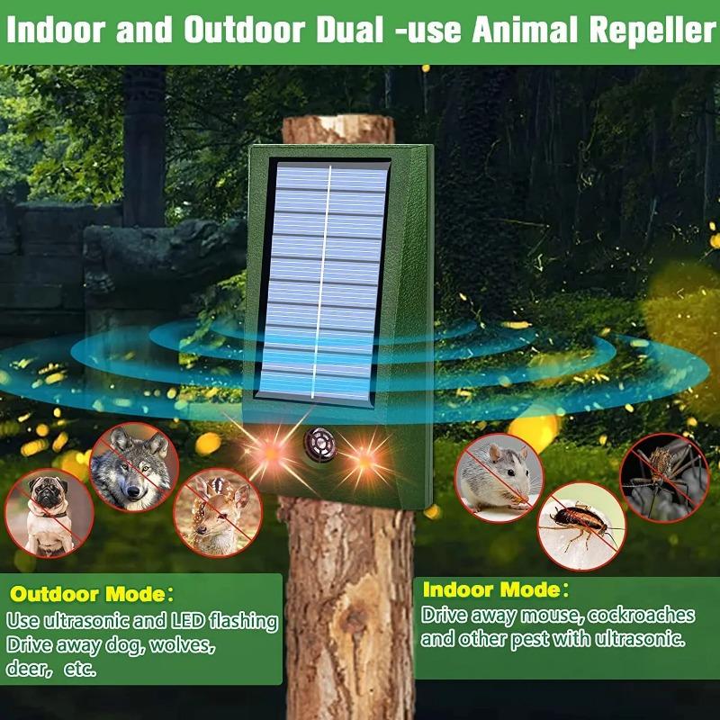 Mini Electronic Ultrasonic Bird Repeller IP66 Waterproof Pigeon Deterrent Strong LED Flashing Pest Controller for Garden Yard