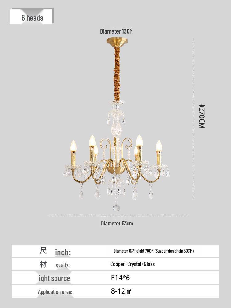 Nordic Wave Crystal Copper Chandelier for Dining Room, Bedroom, or Living Room