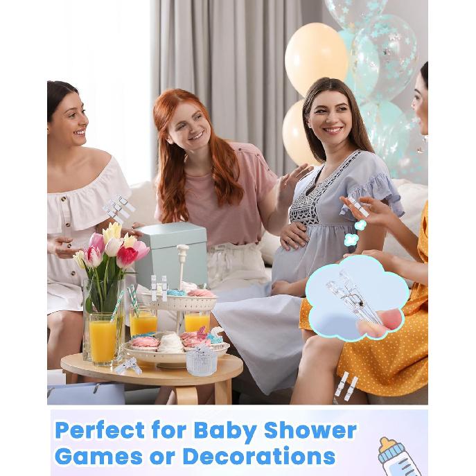 60PCS Clear Clothes P for Baby Shower Games Boy Girl, Transparent Acrylic Clothes Pin Bulk, 1.4'' Mini Clothesp for Photos, DIY Crafts, Baby Shower