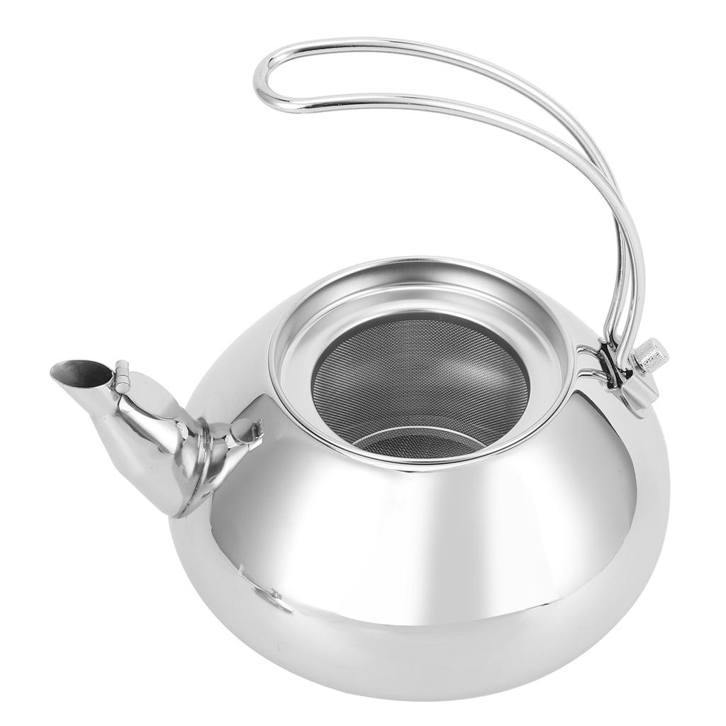 304 Stainless Steel Teapot Coffee Pot Cold Water Kettle with Filter Tea Making ContainerSilver 1.5L