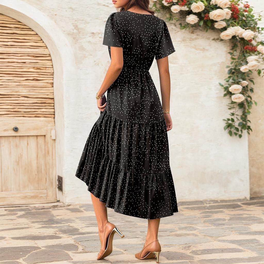 Dámské splývavé šaty Dámské letní šaty Ležérní maxi šaty s krátkým rukávem Formální maxi šaty