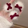 Red Velvet Bow Hairpins For Princess Girl Cute Pompom Heart Kids Autumn Winter Hair Clips Korean Sweet Clips New Year Headwear