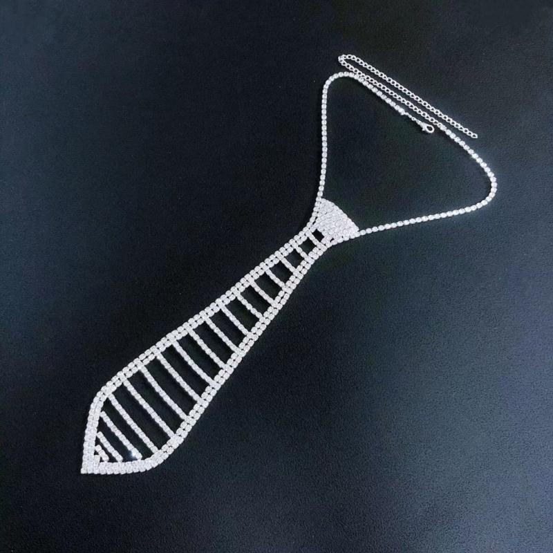 Rhinestones Necktie Female Party Decoration Tie Casual Trendy Wedding Party Tie for Weddings and Event