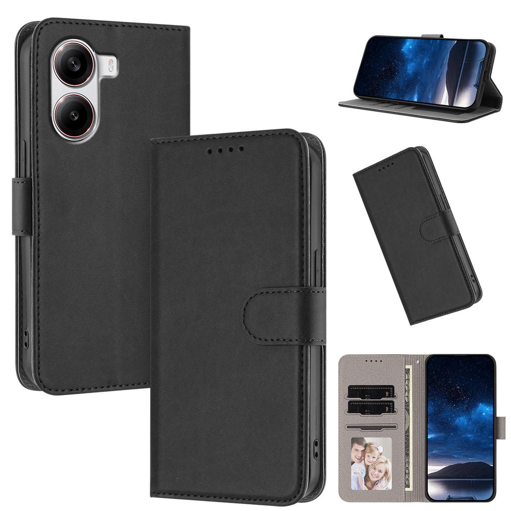 Luxury Leather Magnetic Flip Wallet Photo Frame Phone Case For Xiaomi Poco X7 X6 X5 X3 Pro X6 Neo X3 NFC Solid Color Cover Funda