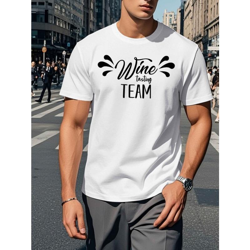 

European sizes Wine Tasting Team Men s Short Sleeve T-shirt Summer T-shirt Top 4XL білий