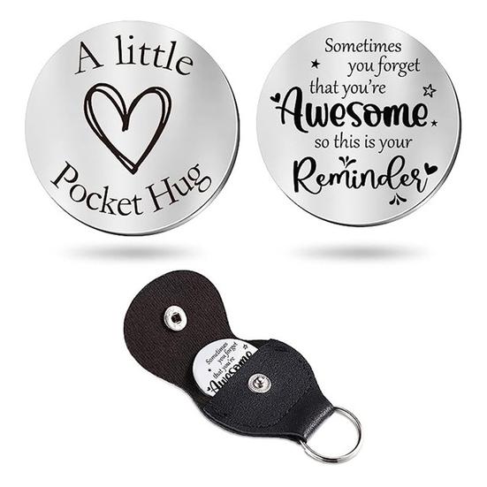 1 Set inspirierendes „Decision Coin Hug“-Taschen-Schlüsselanhänger-Set mit Gravur, inspirierendes Geschenk