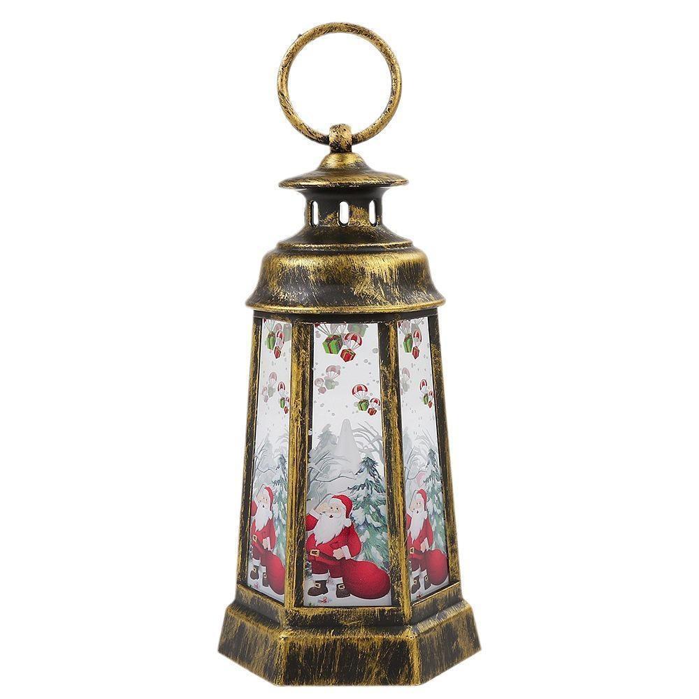 Christmas Santa Lantern Wind Light Retro Style Battery Powered Decorative Lantern Hanging LED Light