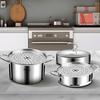 Stainless Steel 3-Layer Steamer Pot, Large Capacity Soup and Steam Cooker