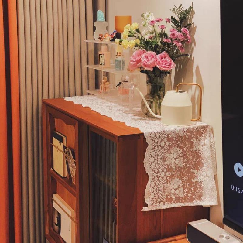 Vintage Spitzentischdecke Französisch Romantisch Weiß Tischläufer Zuhause Restaurant Festival Esstisch Hochzeitsfeier Dekoration