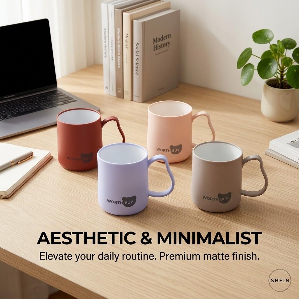 Unbreakable Plastic Coffee Mug with Handle Reusable Matte Tea Milk Water Cup Bathroom Tumbler Drinkware Home Office Kids Cups