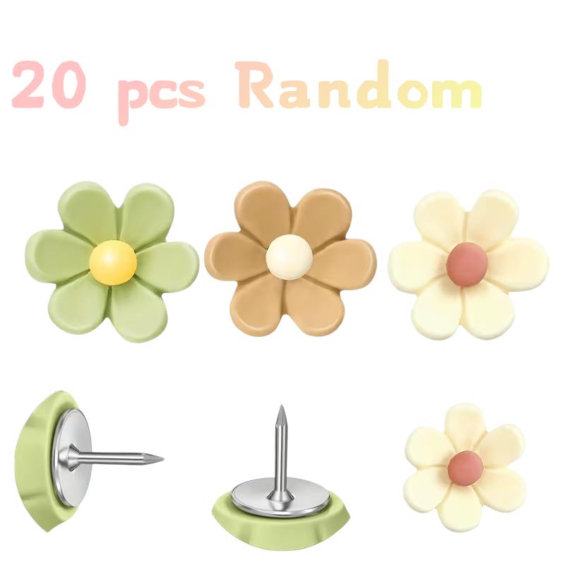 10/20pcs  Random Floral Push Pins – Resin Thumbtacks for Bulletin, Cork Boards, Office, Home, School, Work