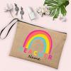 Rainbow Teacher Pencil Case Personalized Custom Name Linen Stationery Supplies Storage Bags Travel Neceser Makeup Bag Best Gifts