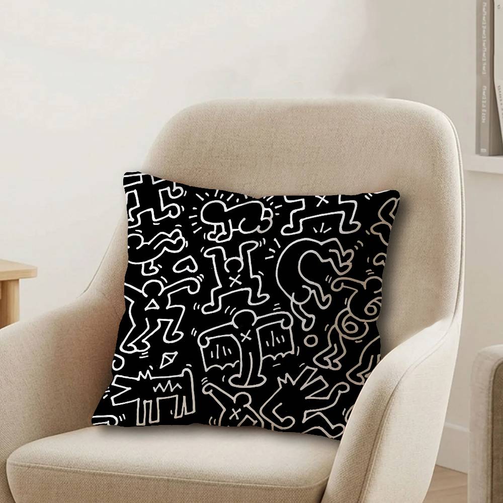KKeiths HHarings Pillowcase toon Gift Cushion Cover Bedroom Home Sofa Chair Seat Decor pillow case