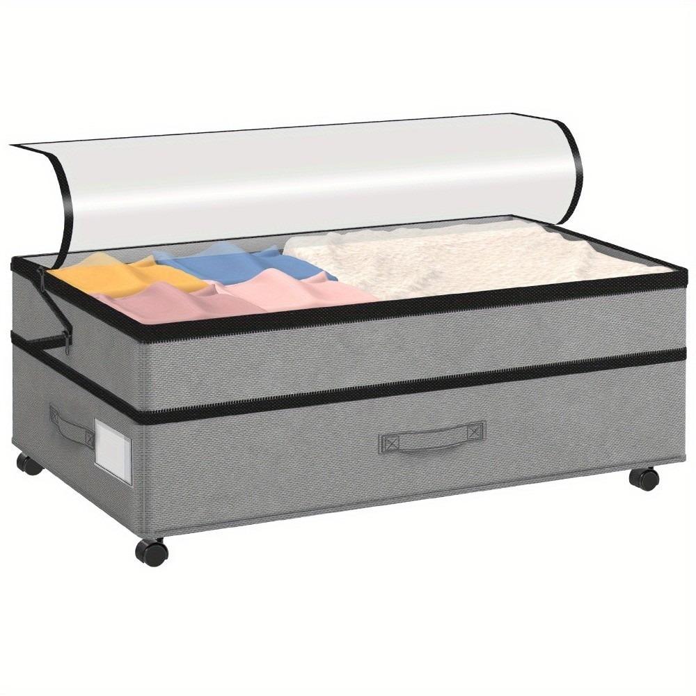 Stackable Rollable Storage Box Adjustable Closet Organizer Underbed Drawer with Wheels  Bedroom