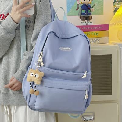 Schoolbag Solid Color Versatile Backpack 1011 Korean Edition Middle and High School Student Schoolbag Simple Casual Trend Textured Backpack