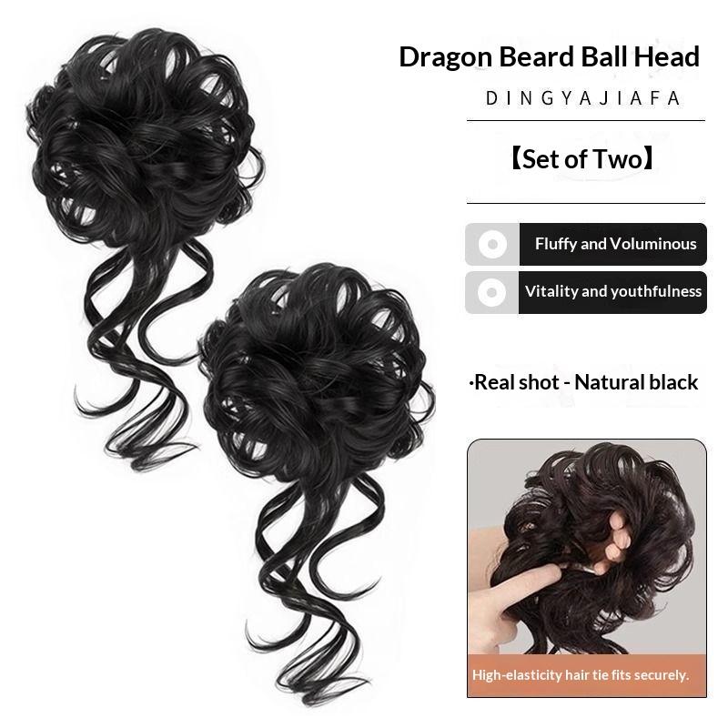 2 Pcs Messy Bun Hair Piece Tousled Updo With Tendrils Hair Bun Extensions Wavy Curly Hair For Women