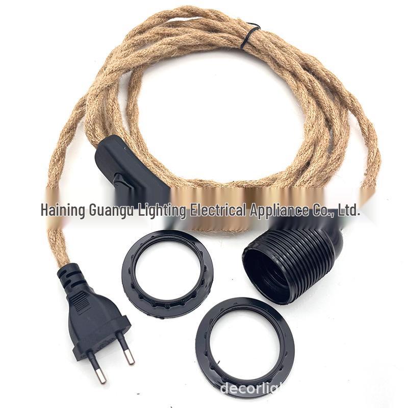 

2M/3M/4.5M Витой джутовый канат с патроном E27, Компонент подвесного светильника в стиле ретро европейского стандарта 4.5M