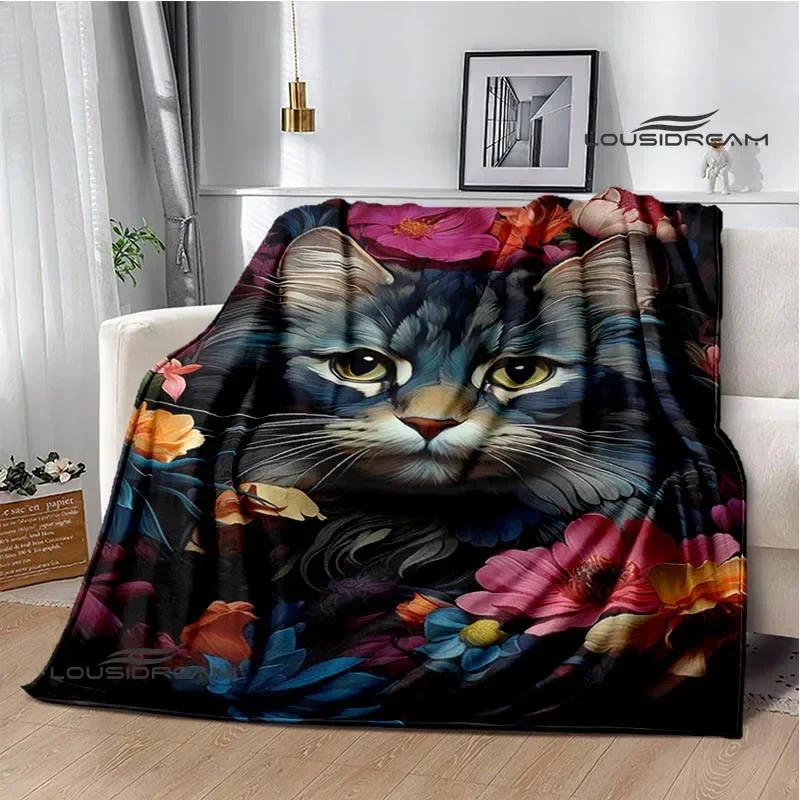 3D Cute Cat Printed Blanket Flannel Warm Blankets Soft and Comfortable Blanket Bed Linings Cubre Cama Birthday Gift