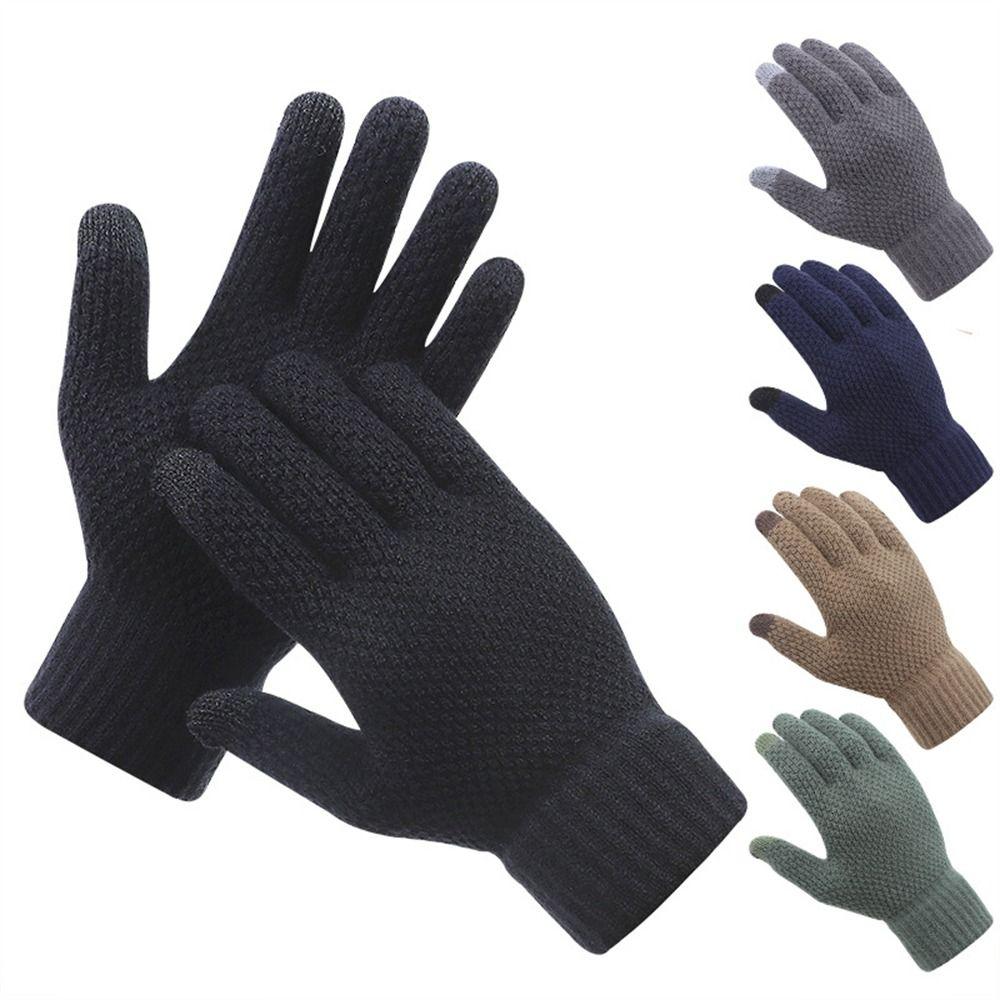Thick Men Knitted Gloves Windproof Cold Proof Mittens Leisure Warm Gloves  for Outdoor Travel