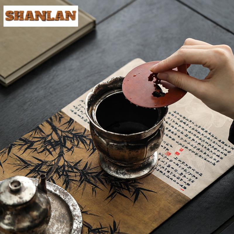 320ml Gilded Silver Lace Jianshui Vintage Tea Wash Writing-brush Washer Tea Dust Cylinder Barrel Chaxi Accessories Collection
