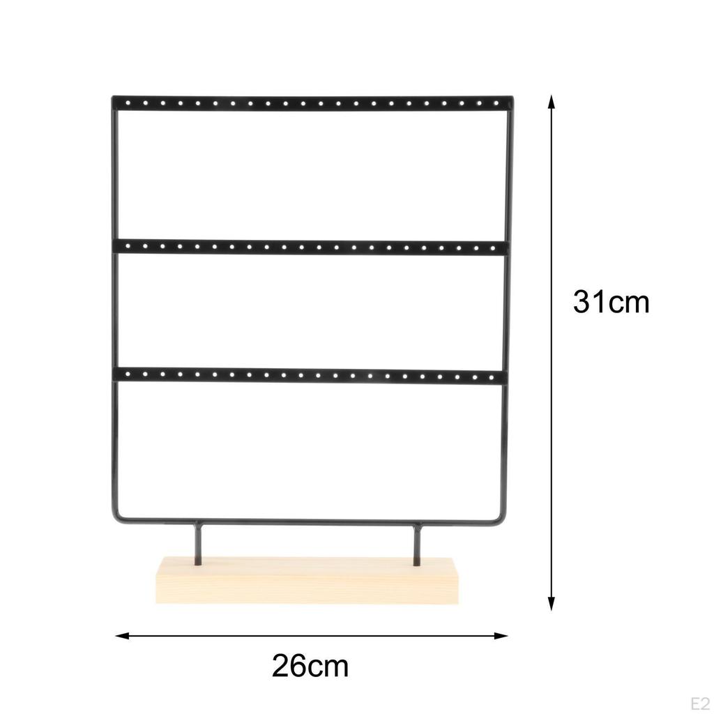 Earring Holder Stand 3 Tier Rectangular with Wood Base Versatile Jewelry Towel Elegant Durable
