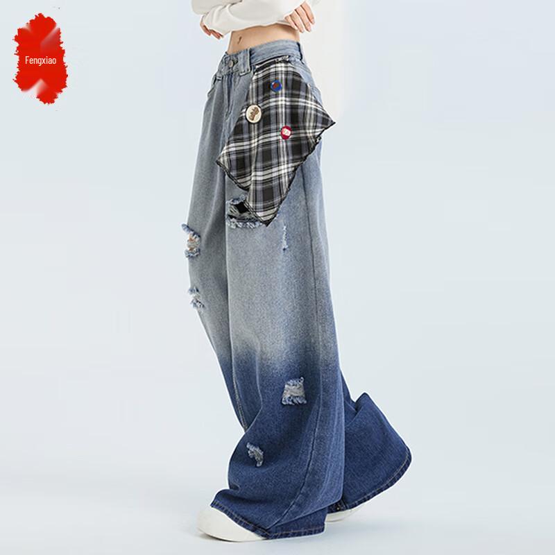 

Women s Gradient High-Waist Wide-Leg Jeans S