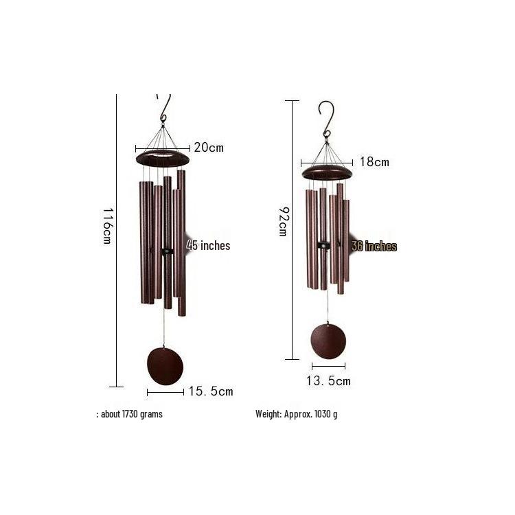 European & American Aluminum Tube Music Wind Chimes - Outdoor Metal Ornaments, 36/45 Inch