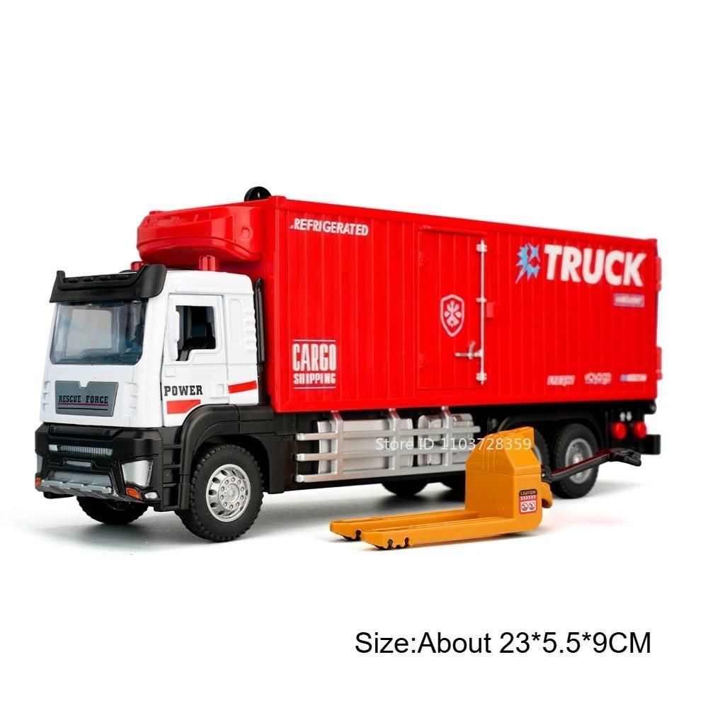 1:32 Scale Refrigerated Freezer Truck Toy Model Metal Diecast Waste Soil Transport Vehicles Doors Opened Pull Back Holiday Gifts