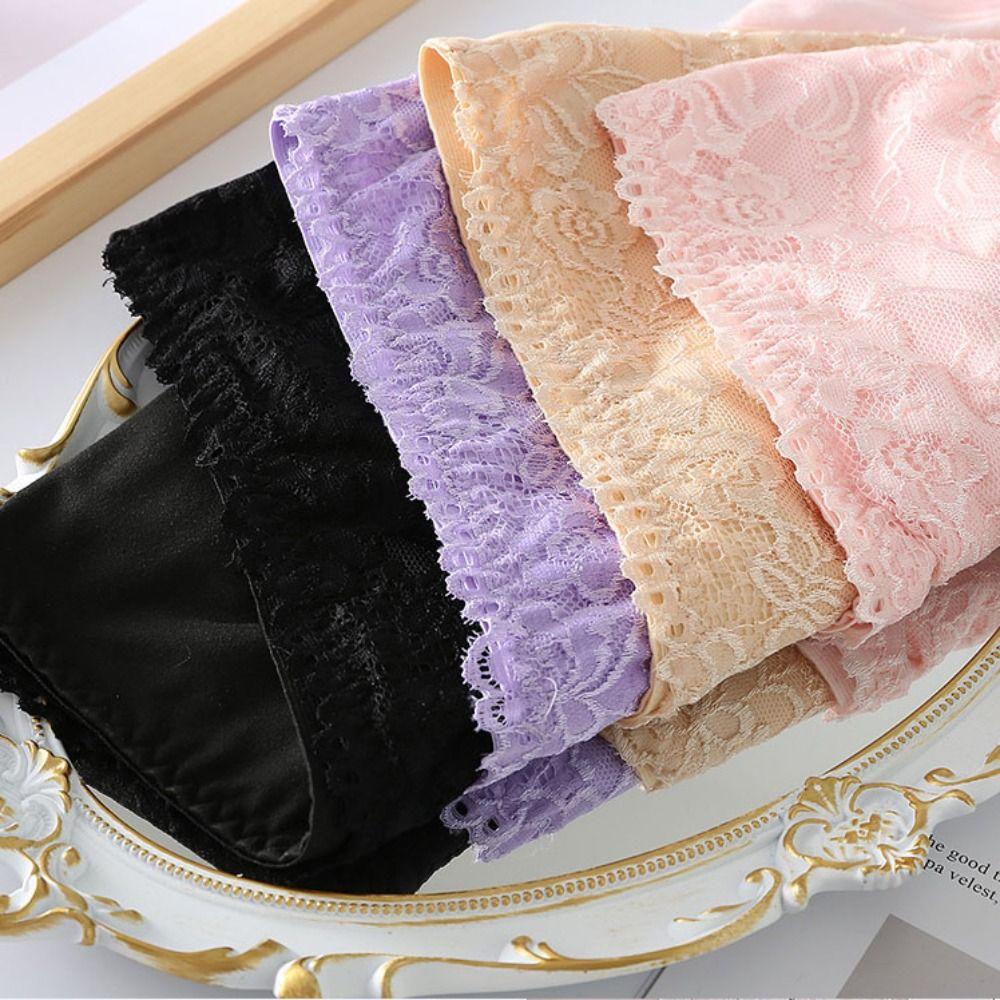 4Pcs Mid Waist Lace Flower Briefs Tummy Control Underwear for Women Fashion Seamless Panties  Ladies