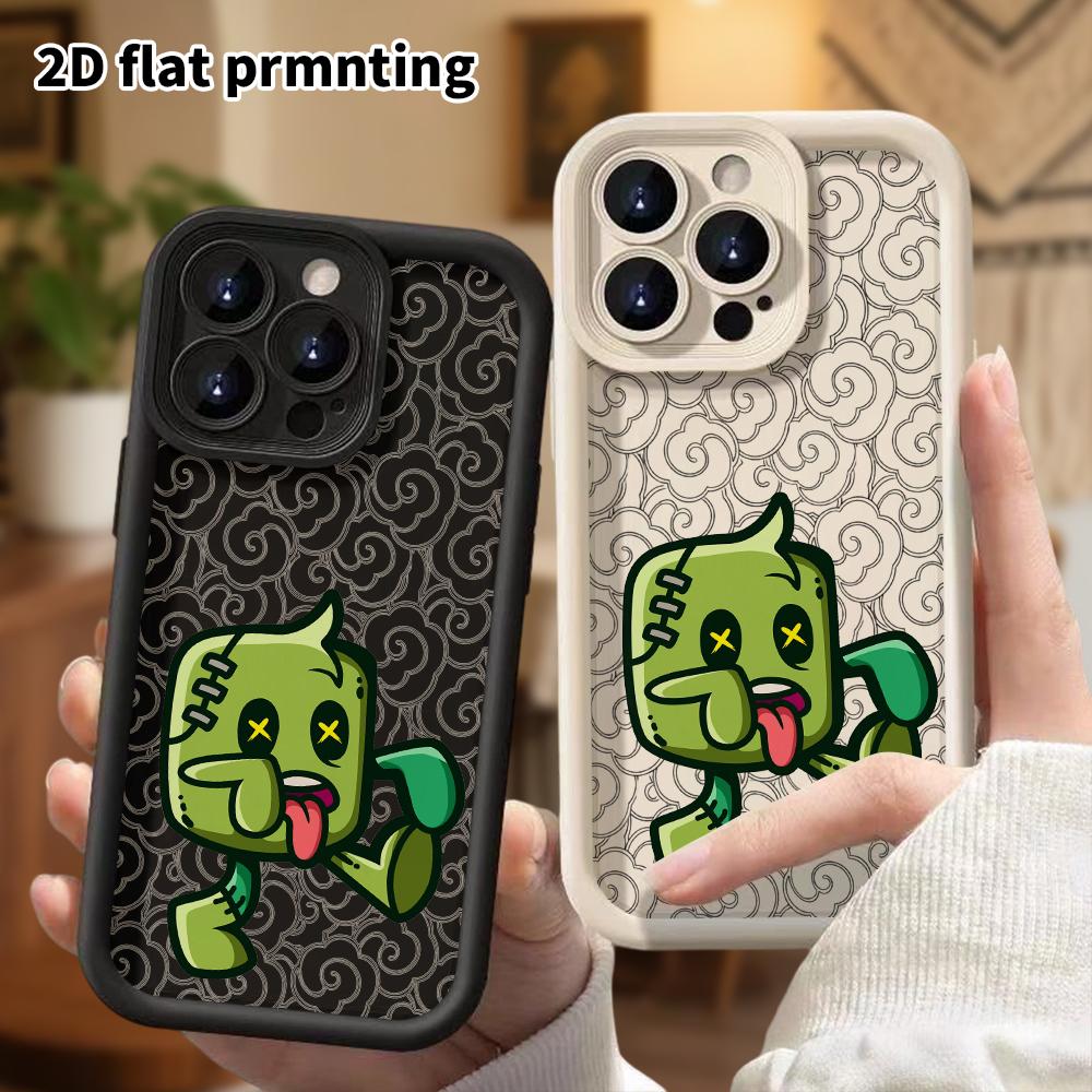 Phone Case: 2D Flat Design Suitable for iPhone 18 17 16 15 14 13 Pro, Unisex, Block Zombie, Christmas and Halloween Gift