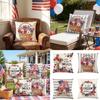 Star Striped Flower Wreath Throw Pillow Case 4th of July Patriotic Independence Memorial Day US Flag Cushion Cover