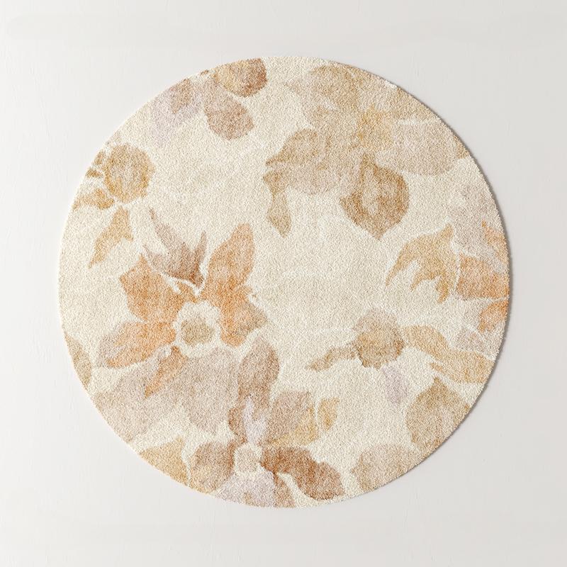 Cream Style Bedroom Decor Round Carpet Light Luxury Carpets for Living Room Thick Plush Bedside Floor Mat Fluffy Soft Lounge Rug