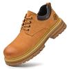 Men's Retro Pigskin Large Size Low-Top Martin Boots - Korean Style Casual Thick Sole Outdoor Workwear Shoes