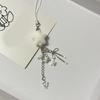 Plastic Flocking Bowknot Phone Strap Adjustable Beaded Charm Elegant Phone Lanyard Suitable Most Mobile Phones